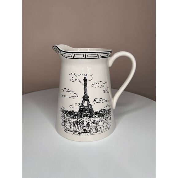 MIKASA Parisian Scenes 64 Oz Pitcher Eiffel Tower Moulin Rouge KT534 - Picture 2 of 7